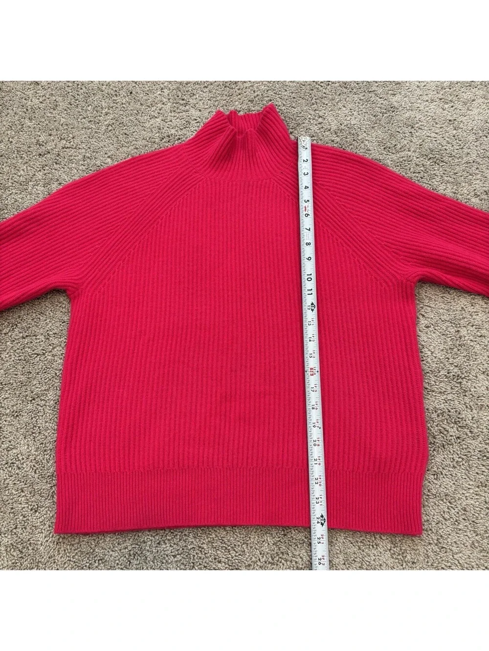 J. Crew Thick Ribbed Knit 100% Cashmere Mock Neck Sweater Womens Small Hot Pink
